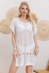 Women Cotton Woven Mesh Sexy Cover Up