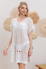 Women Cotton Woven Mesh Sexy Cover Up