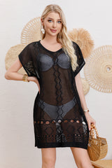 Women Cotton Woven Mesh Sexy Cover Up