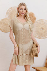 Women Cotton Woven Mesh Sexy Cover Up