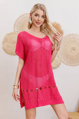 Women Cotton Woven Mesh Sexy Cover Up