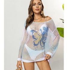 Loose Knitwear Off Shoulder Beach Shirt