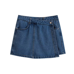 Women Summer Short Denim Shirt Skirt Set