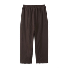 Women Simple Pure Linen Lantern Elastic Waist Trousers