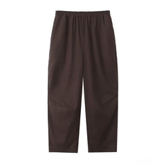 Women Simple Pure Linen Lantern Elastic Waist Trousers