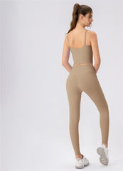 Lycra High Elastic Nude Feel High Waist Two Pieces Set