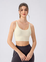 Women Spaghetti Strap Contrast Color Sports Bra