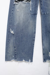 Ripped High Waist Straight Loose Denim Jeans