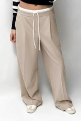 Women Drawstring Wide Leg Casual Pants