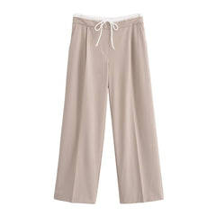 Women Drawstring Wide Leg Casual Pants