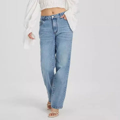 Micro Elastic Straight High Waist Denim Jeans