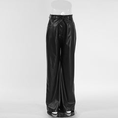 French Vintage Matte Leather High Waist Pants