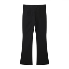 Women High Rise Ribbed Flared Ankle Pants