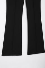 Women High Rise Ribbed Flared Ankle Pants