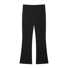 Women High Rise Ribbed Flared Ankle Pants