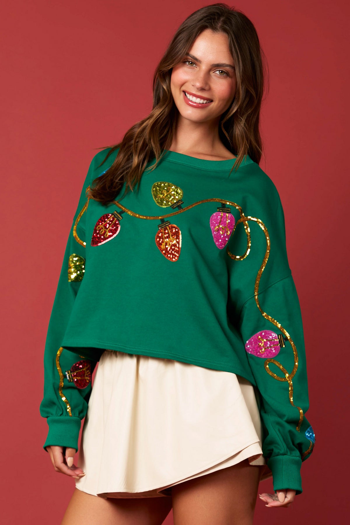 Long Sleeve Christmas Bell Short Sweater