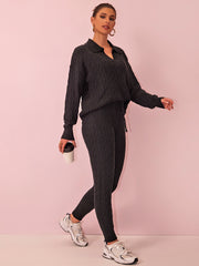 Solid Color Sweater Trousers Knitted Two Piece Set