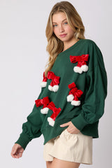 Christmas Bow Decoration Top Casual Long Sleeve Pullover