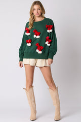 Christmas Bow Decoration Top Casual Long Sleeve Pullover