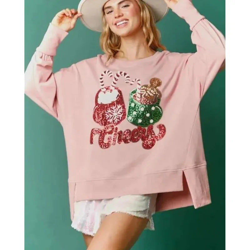 Christmas Confectionery Cup Sequined Sweater