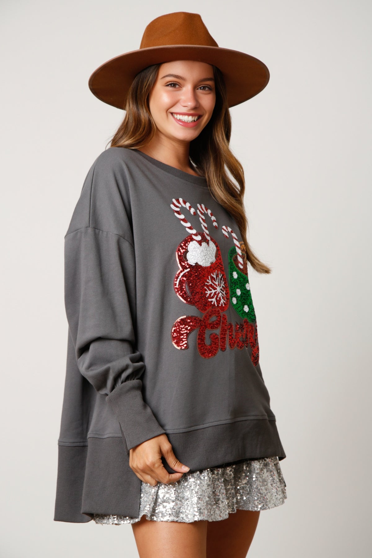 Christmas Confectionery Cup Sequined Sweater