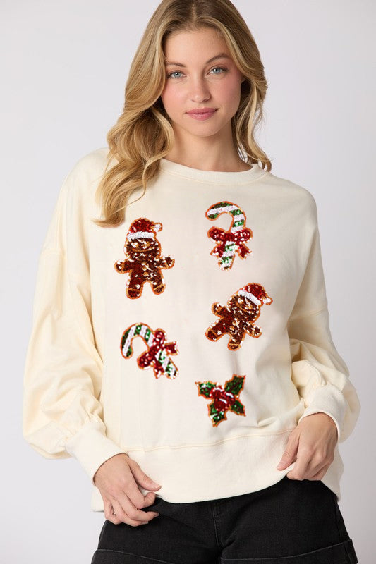 Women Christmas Gingerbread Casual Sweatshirt