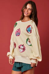 Women Christmas Egg Long Sleeve Loose Sweatshirt