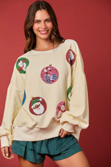 Women Christmas Egg Long Sleeve Loose Sweatshirt