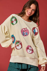 Women Christmas Egg Long Sleeve Loose Sweatshirt