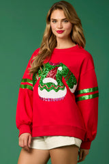 Women Christmas Sequined Sweatshirt