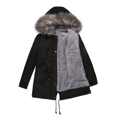 Women Big Fur Collar Thickened Cotton-Padded Coat