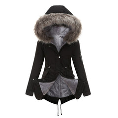 Women Big Fur Collar Thickened Cotton-Padded Coat