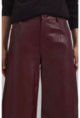 Women High Waist Wide Leg Faux Leather Pants