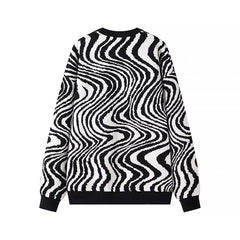 Women Zebra Pattern Casual Loose Pullover Sweater