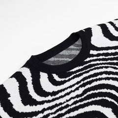 Women Zebra Pattern Casual Loose Pullover Sweater