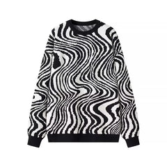 Women Zebra Pattern Casual Loose Pullover Sweater