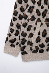 Women Street Hooded Leopard Jacquard Knitted Sweater