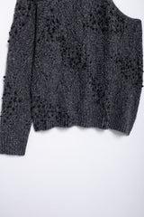 Women Cutout Beaded Knitwear Pullover Sweater