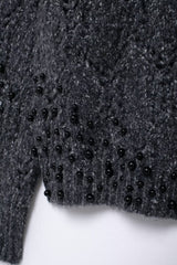 Women Cutout Beaded Knitwear Pullover Sweater