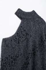 Women Cutout Beaded Knitwear Pullover Sweater