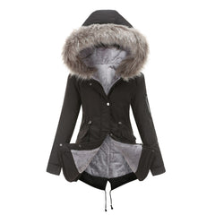 Women Big Fur Collar Thickened Cotton-Padded Coat