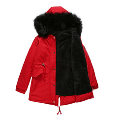 Women Big Fur Collar Thickened Cotton-Padded Coat