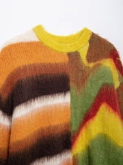 Women Rainbow Contrast Jacquard Loose Knitwear Sweater