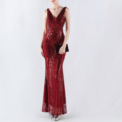 Women Floral Sequin with Cloak Craft Beaded Evening Dress