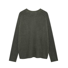 Autumn Round Neck Plain Stitch Pullover