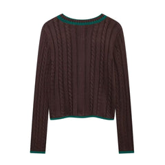 Women Casual Long Sleeve Cable Pattern Sweater