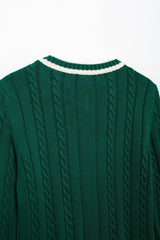 Women Casual Long Sleeve Cable Pattern Sweater