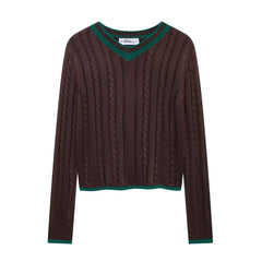 Women Casual Long Sleeve Cable Pattern Sweater