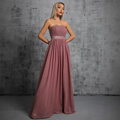 Elegant Rhinestone Strapless Slim Fit Evening Dress