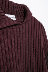 Women Oblique Collared Rib Knitted Sweater